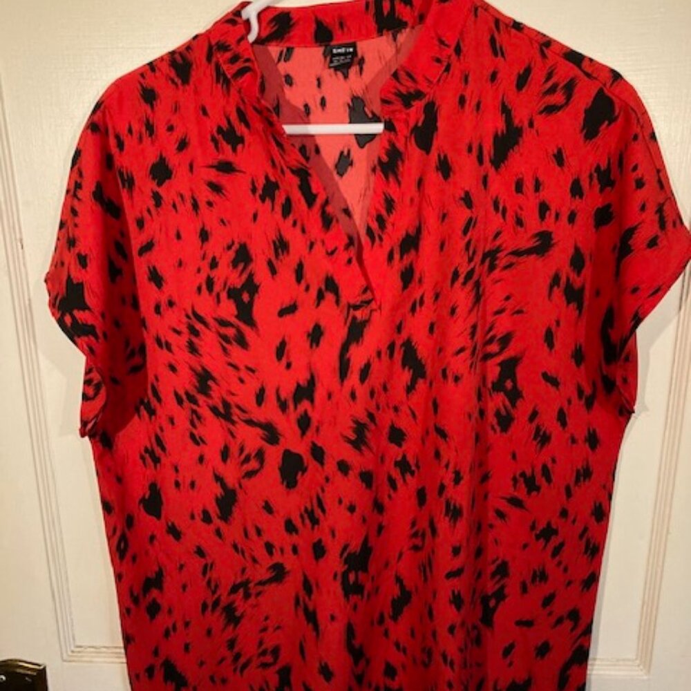 Shein Red & Black Blouse